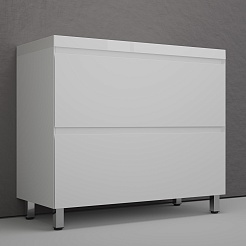 Style Line Тумба с белой раковиной Манхэттен 100 Plus эмаль белая матовая – фотография-3